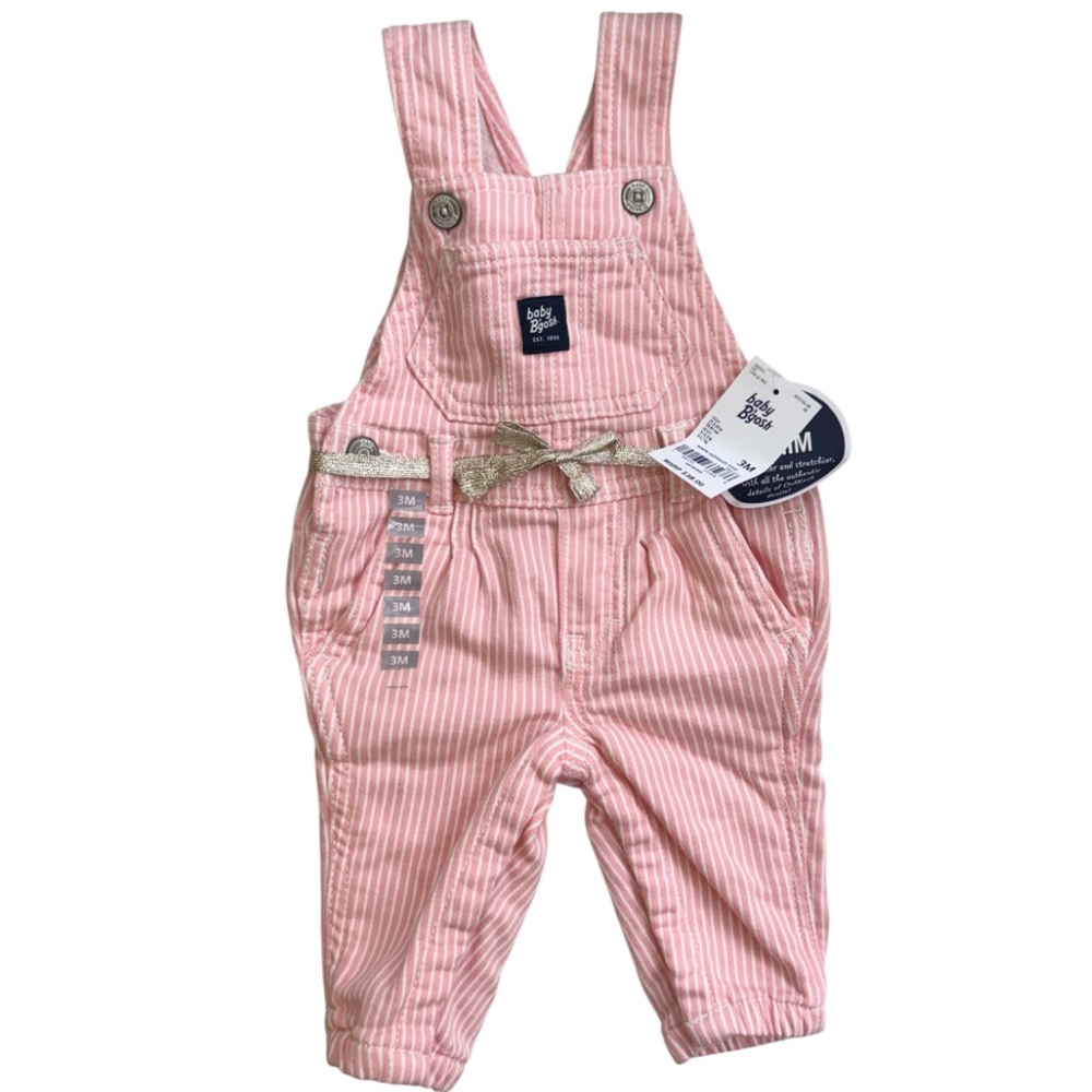 OshKosh B'gosh NWT Baby Pink Striped Overalls